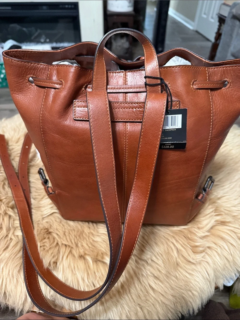 Frye Charlie Backpack in Cognac Leather, NIP NWT